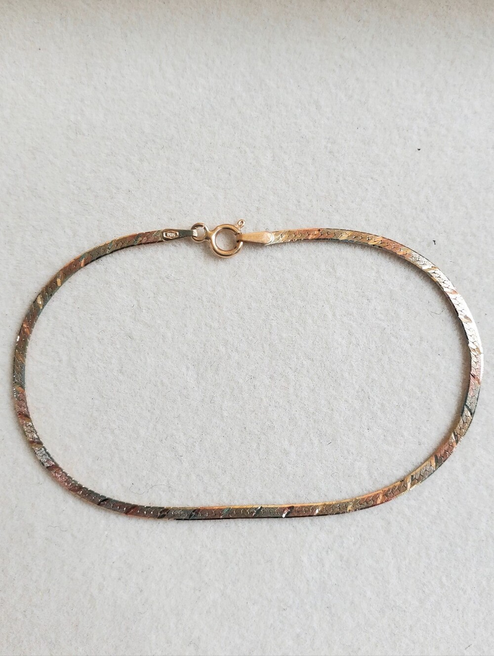 10K Solid Gold Tri-Colour Flat Link Bracelet - 1.27 g